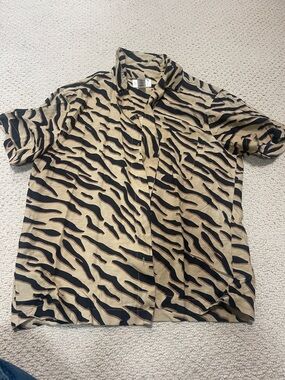 Beach Riot Tan and Black Zebra-Print Button-Up Shirt